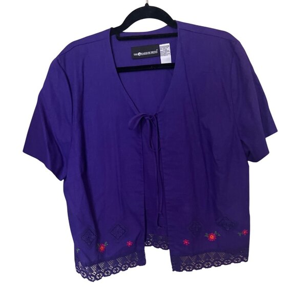 Linen BlendSag Harbor Dress 16 and Cardigan    Embroidered Boho Beach Coastal - Picture 12 of 16